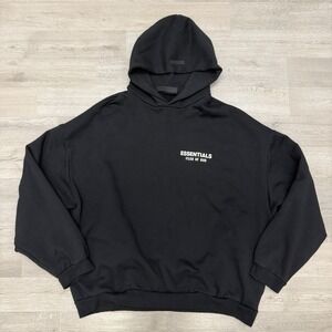 Fear of God Essentials Fleece Crewneck Sweatshirt Mens L Black FW24